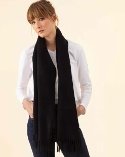 Echarpe 100% Laine Sandra noire - 160x54x10 cm-Indies New