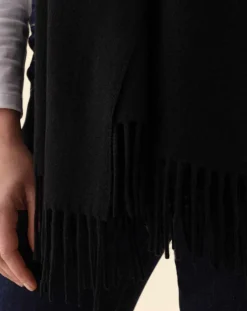 Echarpe 100% Laine Sandra noire - 160x54x10 cm-Indies New
