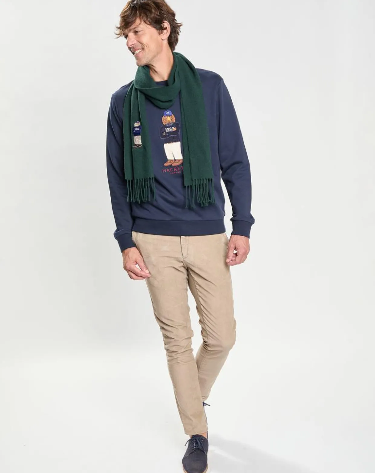 Homme Hackett London Echarpes, Foulards^Echarpe en Laine mélangée Harry Dog vert foncé - 180x30 cm