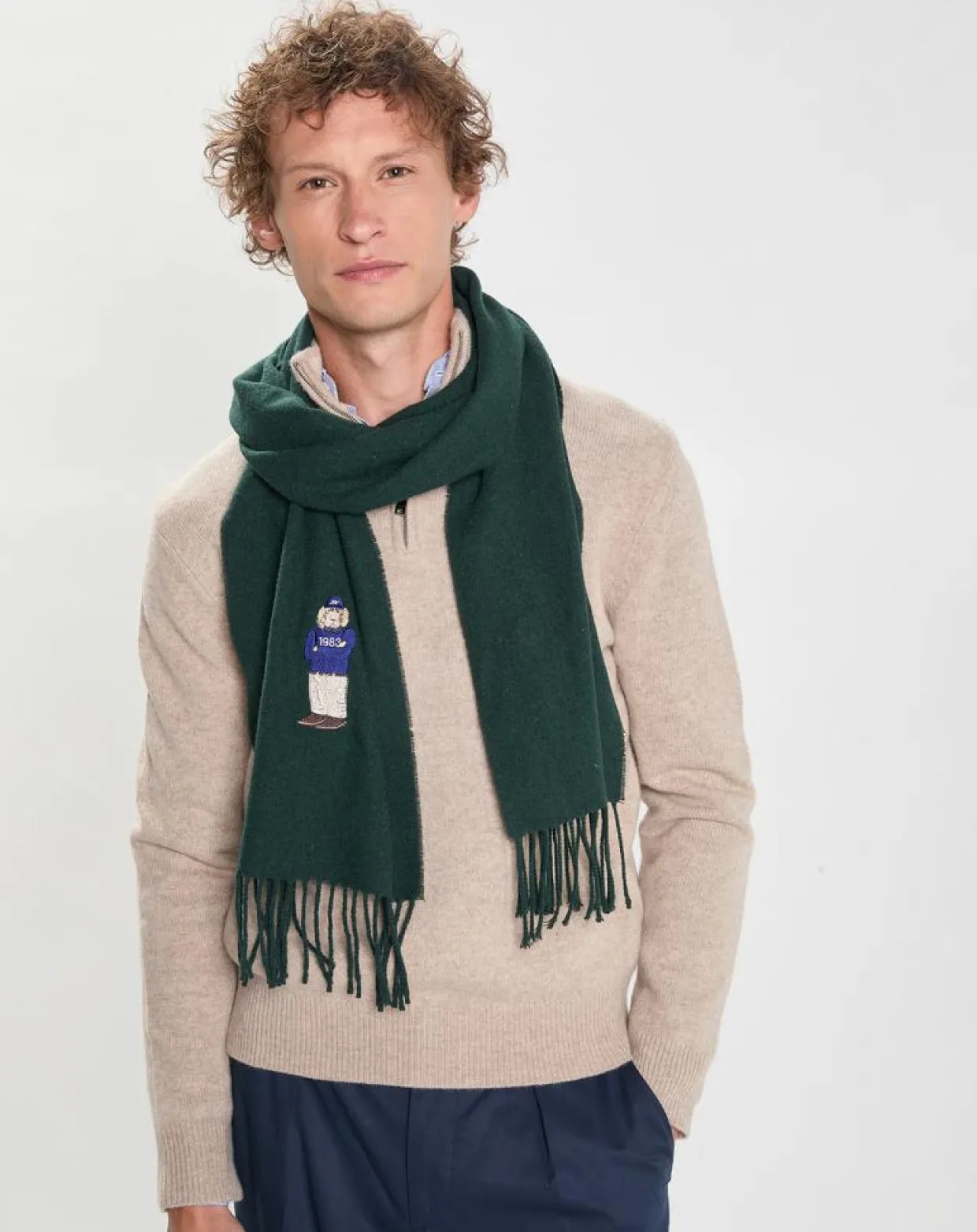 Homme Hackett London Echarpes, Foulards^Echarpe en Laine mélangée Harry Dog vert foncé - 180x30 cm