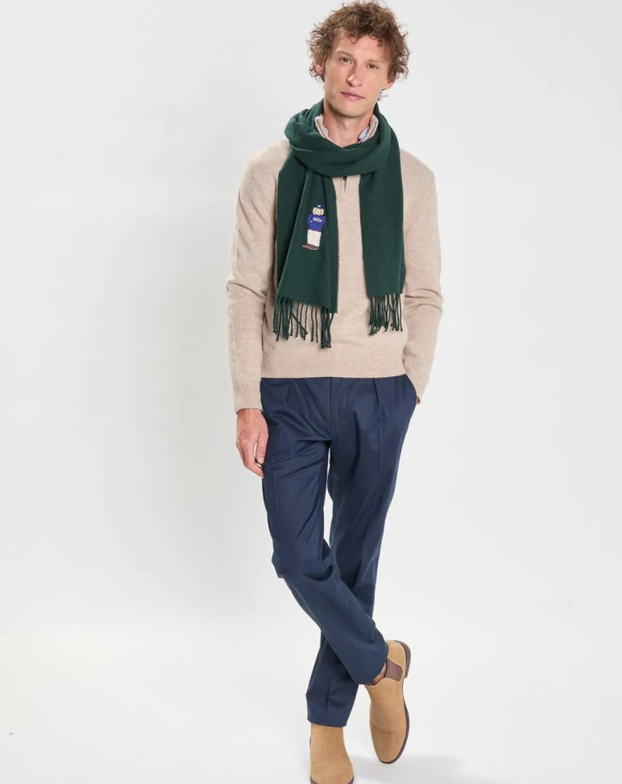 Homme Hackett London Echarpes, Foulards^Echarpe en Laine mélangée Harry Dog vert foncé - 180x30 cm