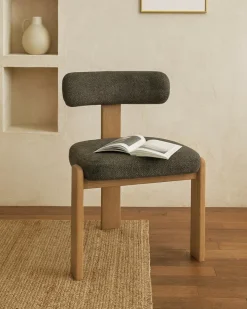 Uniqka Chaises^Elani - Chaise salle à manger en tissu gris piétement en bois blanchis