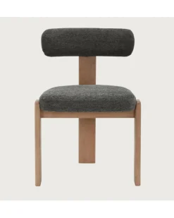 Uniqka Chaises^Elani - Chaise salle à manger en tissu gris piétement en bois blanchis