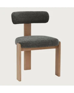 Uniqka Chaises^Elani - Chaise salle à manger en tissu gris piétement en bois blanchis