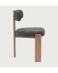 Uniqka Chaises^Elani - Chaise salle à manger en tissu gris piétement en bois blanchis