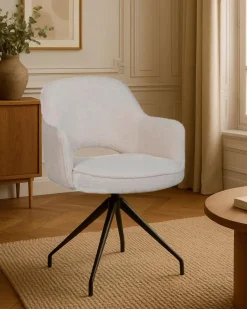 Elba - Chaise en tissu beige et pieds métal-Uniqka Hot