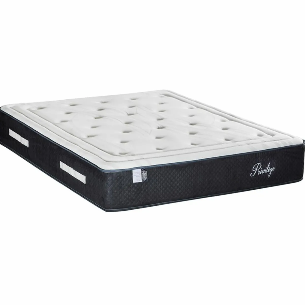 Ensemble Matelas + Sommier en bois Privilège anthracite/blanc - 180x200 cm-Bellecour New