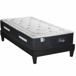 Ensemble Matelas + Sommier en bois Privilège anthracite/blanc - 90x190 cm-Bellecour New