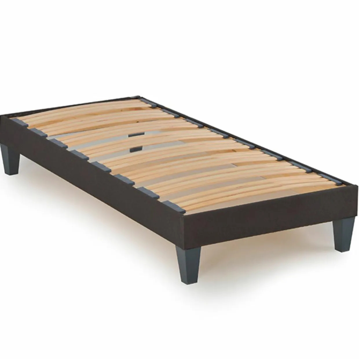 Ensemble Matelas + Sommier en bois Privilège anthracite/blanc - 90x190 cm-Bellecour New