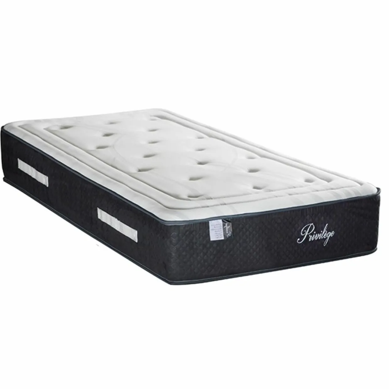 Ensemble Matelas + Sommier en bois Privilège anthracite/blanc - 90x200 cm-Bellecour Online
