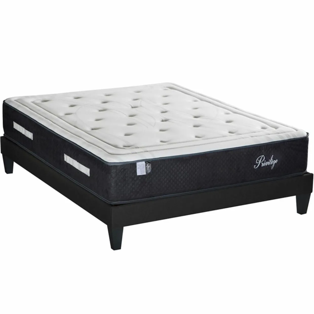 Bellecour Linge De Lit, Ensembles^Ensemble Matelas + Sommier en bois Privilège anthracite/blanc - 140x200 cm
