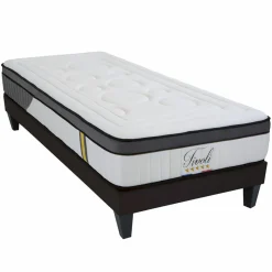 Bellecour Lits^Ensemble Tivoli Matelas Mémoire de forme + Sommier Bois blanc/noir - 90x190 cm