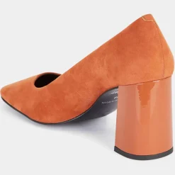 Escarpins en Cuir bi-matière orange brique - Talon 8,5 cm-Galeries Lafayette Clearance