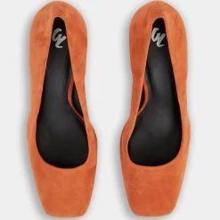 Escarpins en Cuir bi-matière orange brique - Talon 8,5 cm-Galeries Lafayette Clearance