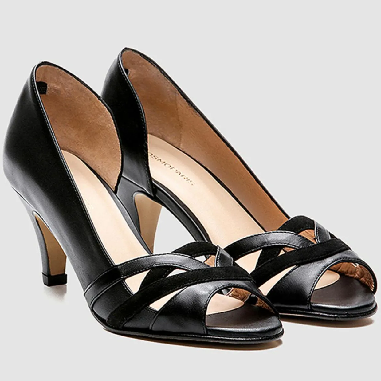 Femme Cosmoparis Escarpins^Escarpins en Cuir et Velours de Cuir Laveda noirs - Talon 7 cm
