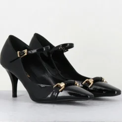 Escarpins en Cuir gela noire - Talon : 7.5cm-Garrice Lab Best