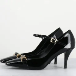 Escarpins en Cuir gela noire - Talon : 7.5cm-Garrice Lab Best
