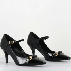 Escarpins en Cuir gela noire - Talon : 7.5cm-Garrice Lab Best
