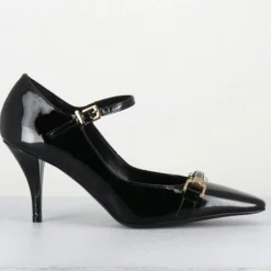Escarpins en Cuir gela noire - Talon : 7.5cm-Garrice Lab Best