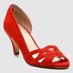 Escarpins en Velours de Cuir Laveda corail - Talon 7 cm-Cosmoparis Hot
