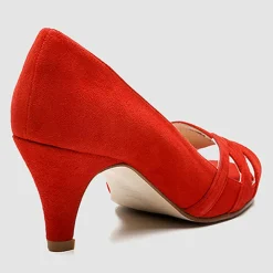 Escarpins en Velours de Cuir Laveda corail - Talon 7 cm-Cosmoparis Hot