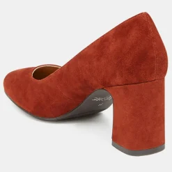 Femme Galeries Lafayette Escarpins^Escarpins en Velours de Cuir Louis XV orange brique - Talon 7.5 cm