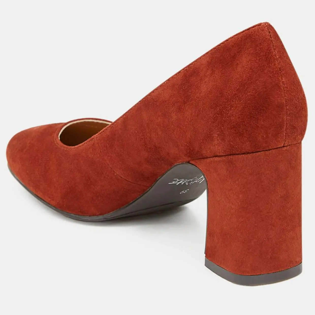Femme Galeries Lafayette Escarpins^Escarpins en Velours de Cuir Louis XV orange brique - Talon 7.5 cm