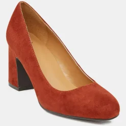 Femme Galeries Lafayette Escarpins^Escarpins en Velours de Cuir Louis XV orange brique - Talon 7.5 cm
