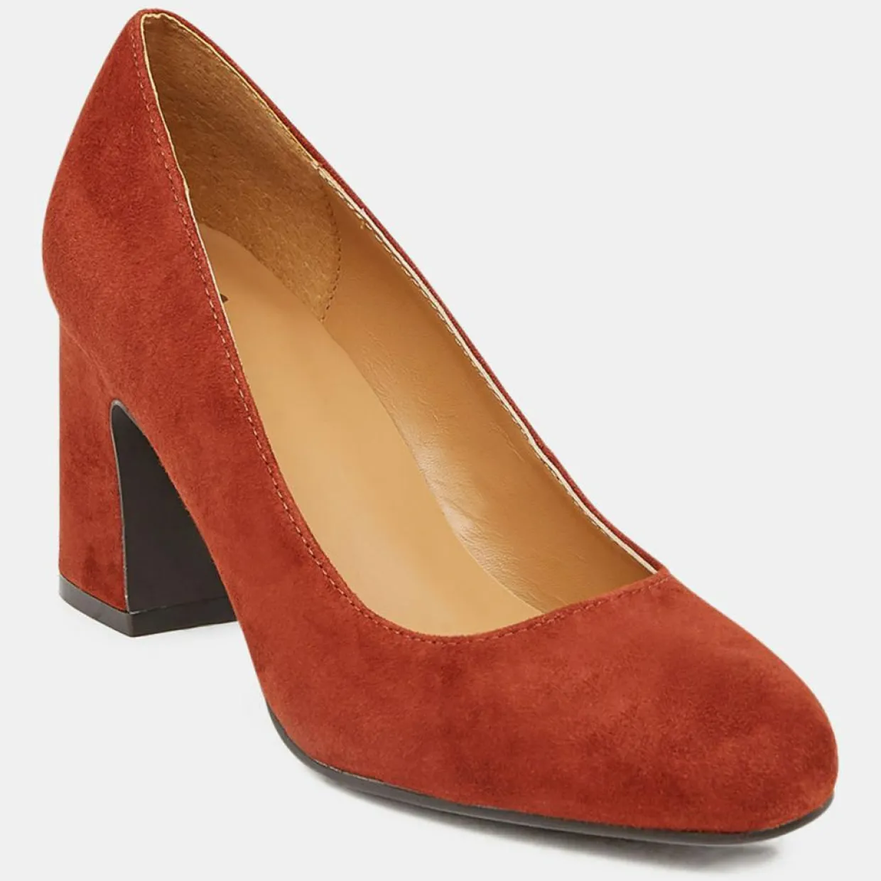 Femme Galeries Lafayette Escarpins^Escarpins en Velours de Cuir Louis XV orange brique - Talon 7.5 cm