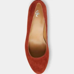 Femme Galeries Lafayette Escarpins^Escarpins en Velours de Cuir Louis XV orange brique - Talon 7.5 cm