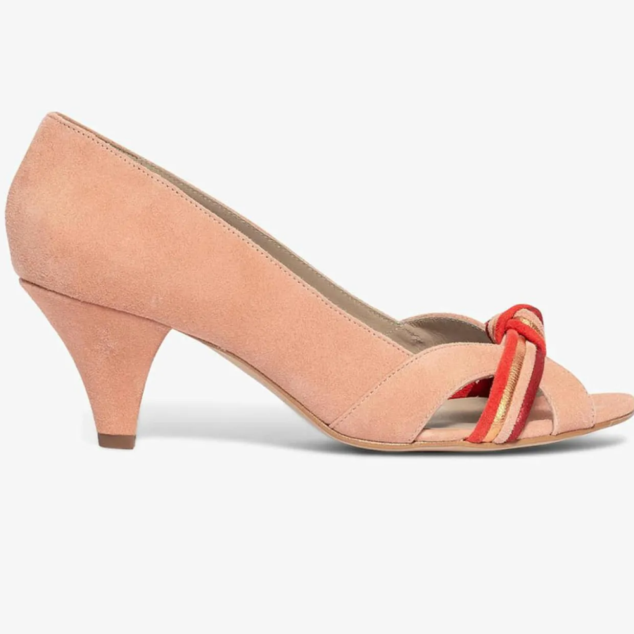 Escarpins en Velours de Cuir Daphne pêche - Talon 6 cm-Bocage New