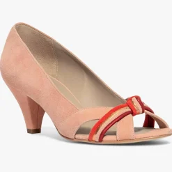 Escarpins en Velours de Cuir Daphne pêche - Talon 6 cm-Bocage New