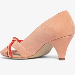 Escarpins en Velours de Cuir Daphne pêche - Talon 6 cm-Bocage New