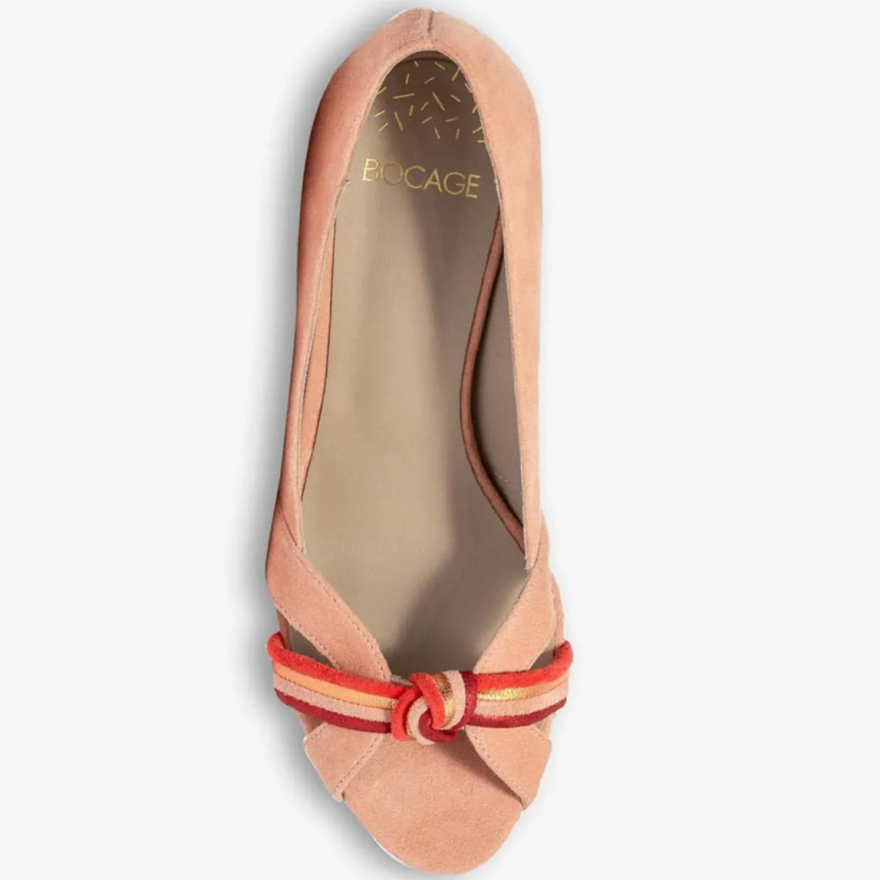 Escarpins en Velours de Cuir Daphne pêche - Talon 6 cm-Bocage New