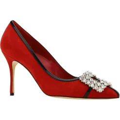 Escarpins en Velours de Cuir Tuberian rouges - Talon 9 cm-Manolo Blahnik Discount