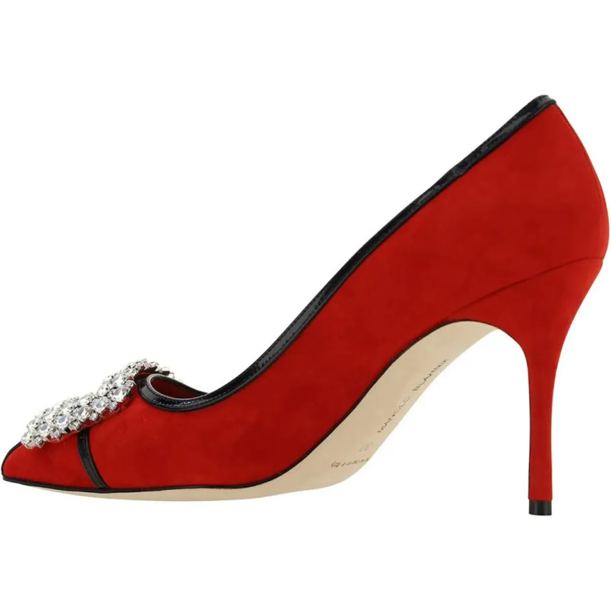 Escarpins en Velours de Cuir Tuberian rouges - Talon 9 cm-Manolo Blahnik Discount