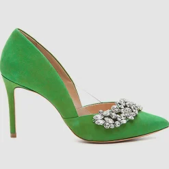 Escarpins en Velours de Cuir Adia verts - Talon 8 cm-Cosmoparis New