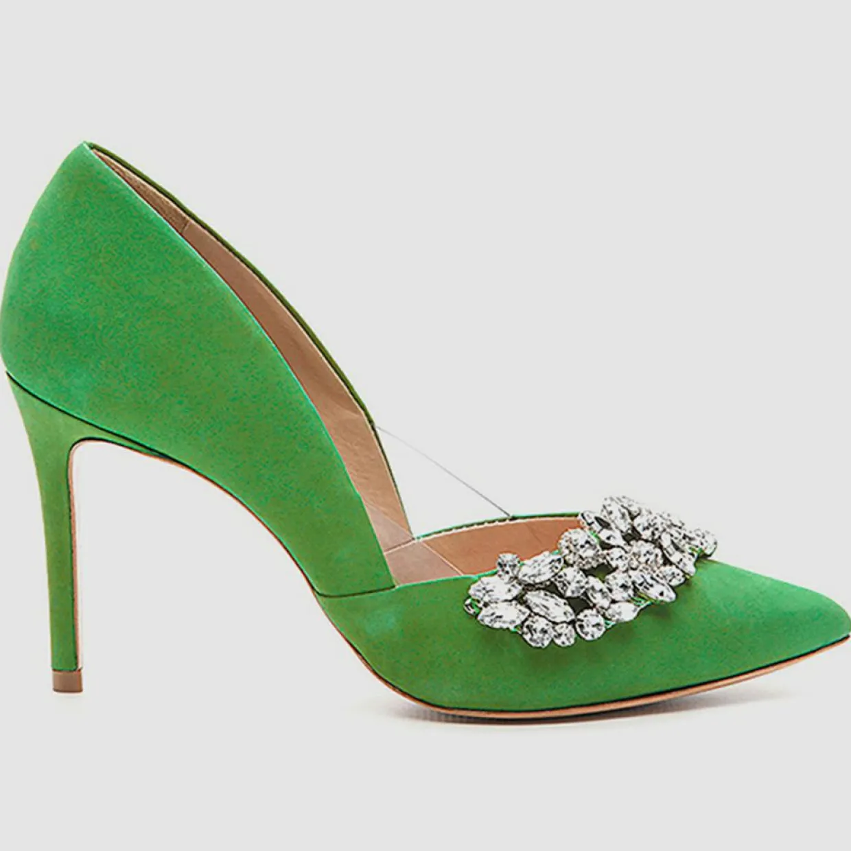 Escarpins en Velours de Cuir Adia verts - Talon 8 cm-Cosmoparis New