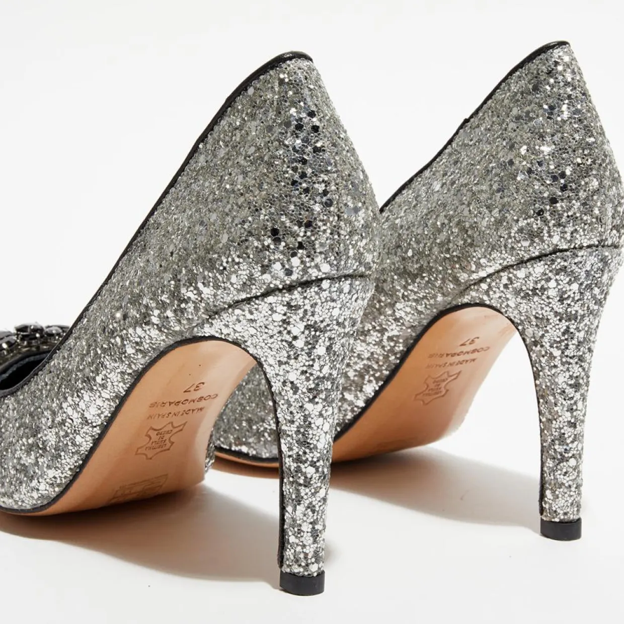 Escarpins Manifik à paillettes argentés - Talon 9 cm-Cosmoparis Best