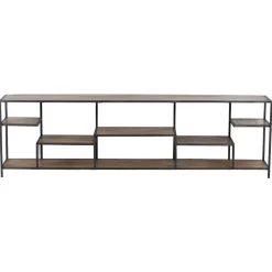 Etagere basse industrielle manguier stockholm naturel ciré - 210x35x60 cm-Bois & Chiffons Discount