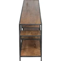 Etagere basse industrielle manguier stockholm naturel ciré - 210x35x60 cm-Bois & Chiffons Discount