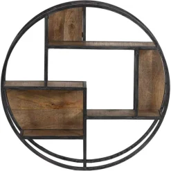 Bois & Chiffons Etagères^Etagere bois metal ronde manguier stockholm naturel ciré - 80x16x80 cm