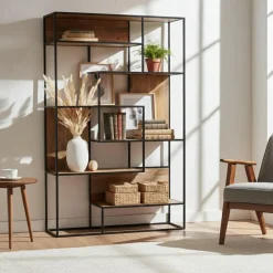 Etagère de bibliothèque design Mango Stockholm Marron - 115x35x174 cm-Bois & Chiffons New