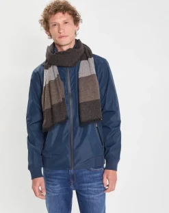 Homme Hackett London Echarpes, Foulards^Etole en Laine mélangée à larges rayures marron
