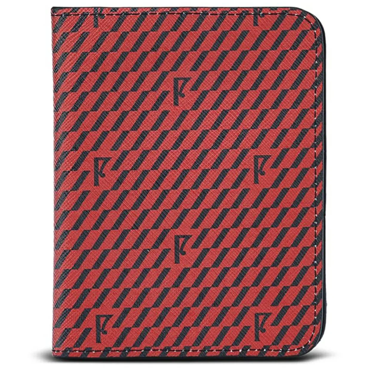 Etui passeport en Toile enduite noir/rouge - 14x10x2 cm-Maison Faret Best