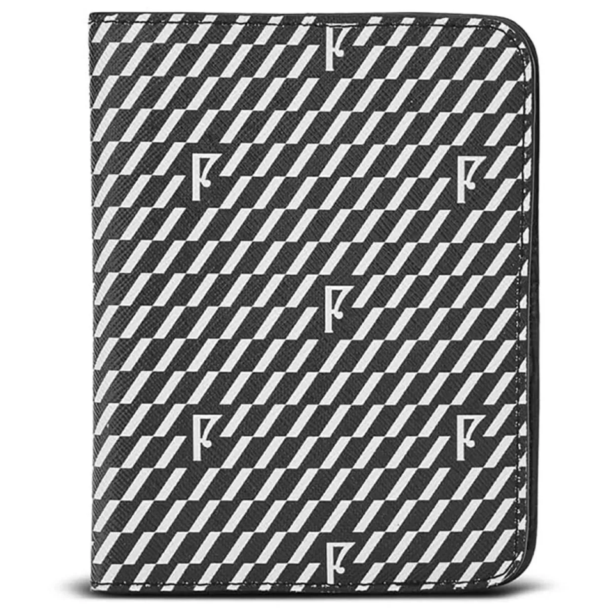 Etui passeport en Toile enduite noir/blanc - 14x10x2 cm-Maison Faret Online