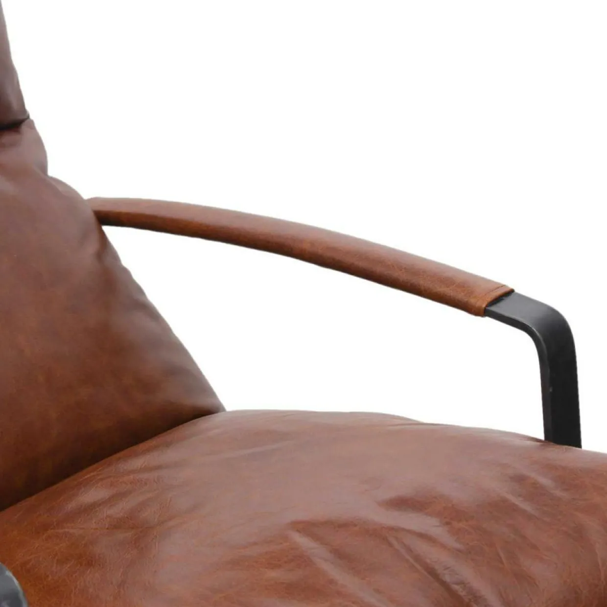 Fauteuil cuir damo marron - 63x99x99 cm-Bois & Chiffons Discount