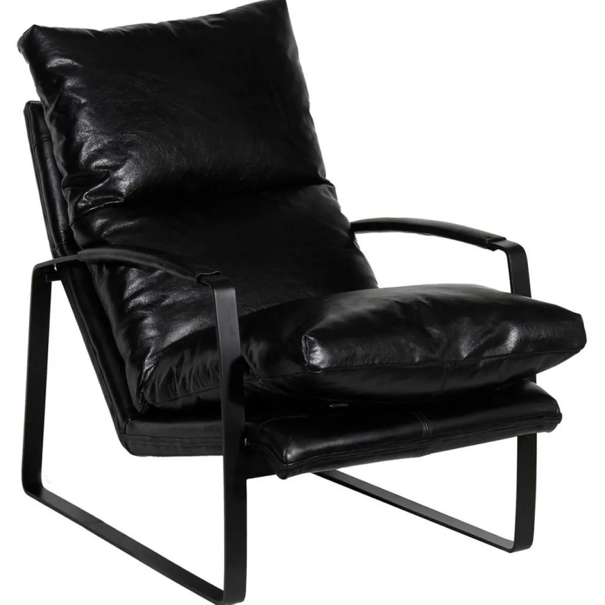 Fauteuil cuir damo noir- 63x99x99 cm-Bois & Chiffons Online