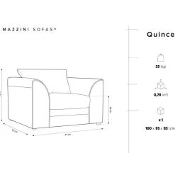Fauteuil Quince gris foncé - 97x92x80 cm-Mazzini Sofas Clearance