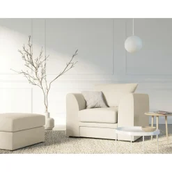 Fauteuil Quince Velours côtelé beige clair - 97x92x80 cm-Mazzini Sofas Online